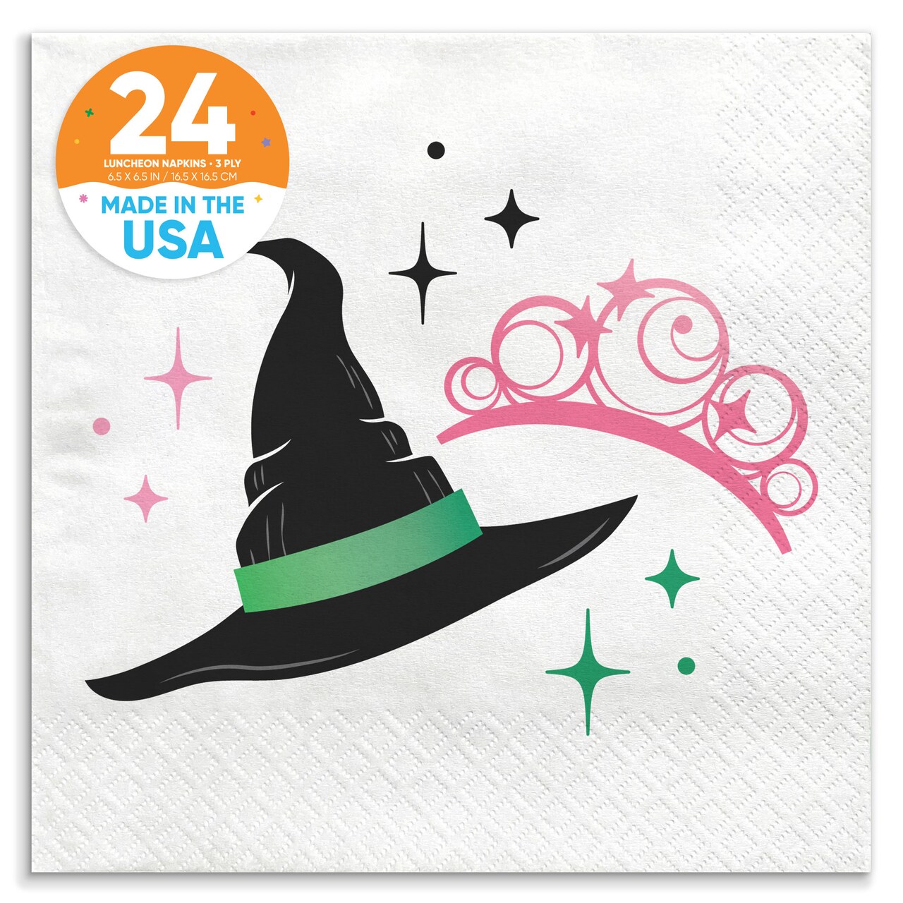 Big Dot of Happiness Witch Party Napkins, Good Pink and Green Birthday or Witch Halloween Decor, White 3-Ply Paper Luncheon Napkins - 24 Count